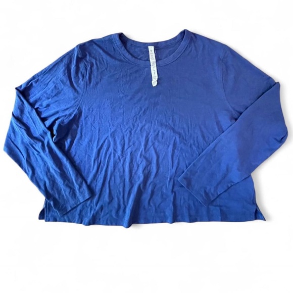 lululemon athletica Tops - Blue Lululemon size 18 cotton and lyocell long sleeve shirt #lululemon